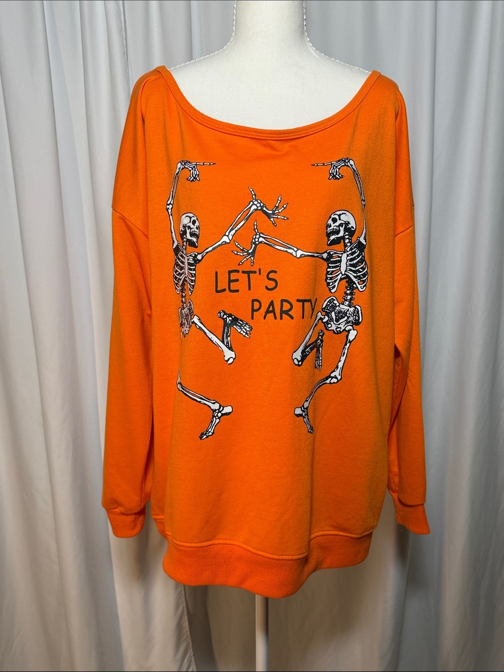 Orange 'Let's Party' Skeleton Graphic Sweatshirt